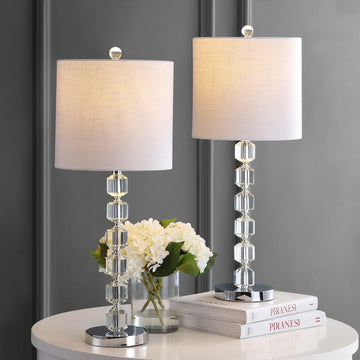 Cary 27.5" Modern Stacked Crystal/Metal LED Table Lamp - JONATHAN Y